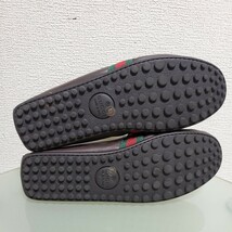 GUCCI グッチ レザーローファー ドライビングシューズ 8.5 約27㎝ シェリーライン ダークブラウン 本革 高級靴 イタリア製 美品_画像8