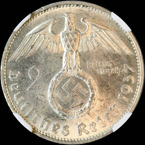 ★日終 【NGC MS62】1937 ドイツ 2M銀貨 未使用 世界コイン 古銭 貨幣 硬貨 銀貨 金貨 銅貨【決済期限火曜日】