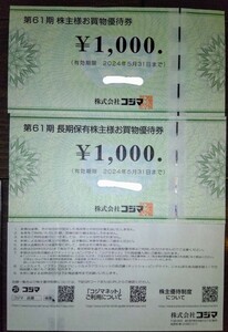 コジマ　ビックカメラ　買物優待券　3000円分
