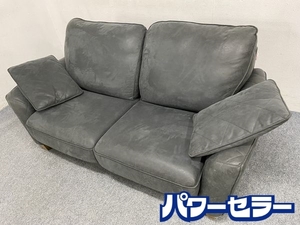 RELAXFORM/リラックスフォーム レザーテックス 2Pソファ コロンバス 2人掛け クッション2個 関家具 ブラック 中古家具 店頭引取歓迎 R8022