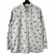 ■激レア■90s USA製 CABELAS ルアー 総柄 シャモア 長袖シャツ L XL カベラス キャベラス ネルシャツ ビンテージ_画像1