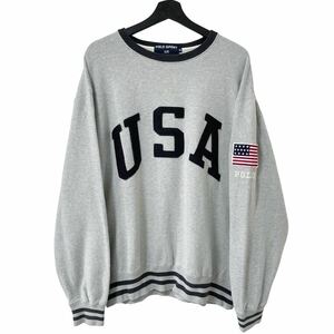 ■激レア■90s POLO SPORT USA ワッペン スウェット XL ポロスポーツ RALPH LAUREN ラルフローレン polo country RRL USA製 ビンテージ