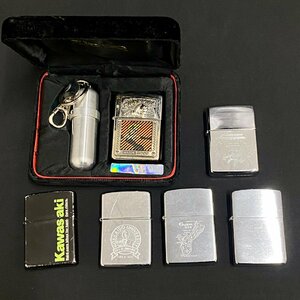 【１円スタート!】ZIPPO★ジッポー★６点まとめ★オイルタンク付★kawasaki★マジック★グアム★喫煙具★破損有★現状品★着火未確認