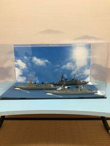 アオシマ　海上自衛隊護衛艦　てるずき、しらぬい、すずつき　1/700 ジオラマ 完成品　ケース付き