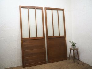 taP0200*[H182cm×W73cm]×2 листов * Vintage * надежно считая . структура .. большой из дерева стекло дверь * старый двери раздвижная дверь рама старый дом в японском стиле салон retro M сосна 