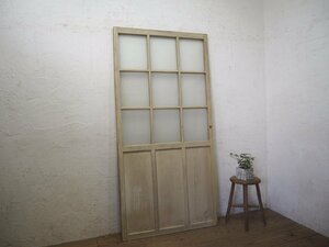 taP0617*(2)[H176cm×W87,5cm]* pretty paint. old wooden glass door * old fittings sliding door sash entranceway door store furniture retro antique M pine 
