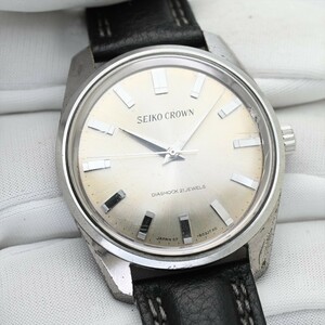 SEIKO CROWN●1965年製 手巻き 57-8010 クラウン タツノオトシゴ アンティーク メンズ シルバー色文字盤 腕時計 ビンテージ 1円～