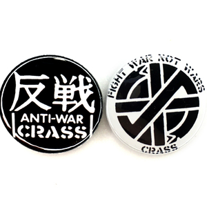 25mm 2個セット 缶バッジ CRASS 反戦 ANTI-WAR Fight War Not War crust punk Hardcore punk