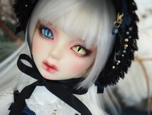 18mm/9.5mm ブルー&イエローオッドアイ 猫目 水彩タイプ 七宝グラスアイ_画像7