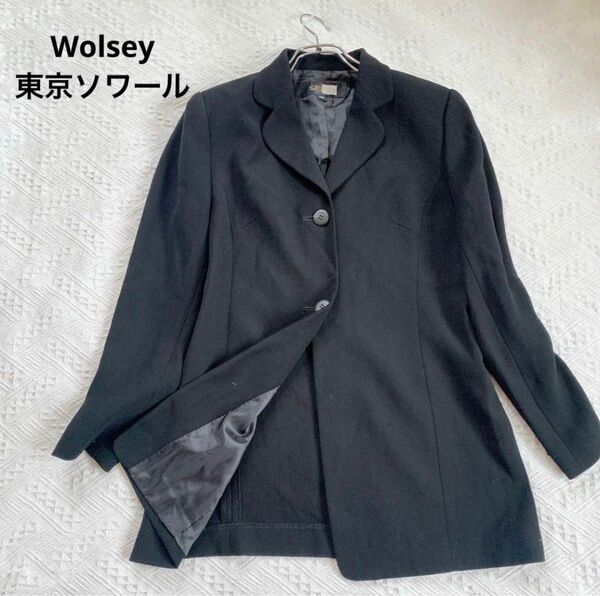 Wolsey 東京ソワール　薄手ジャケット　春夏　オーバーサイズ　黒　9ABR 背抜き 黒 ブラック テーラードジャケット