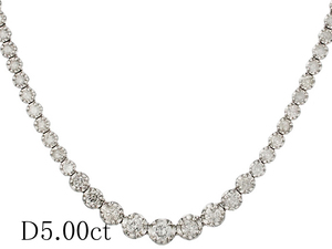 ダイヤモンド/5.00ct テニス ネックレス K18WG