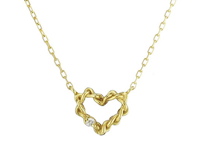 Ahkah 1P diamond Heart design necklace K18YG