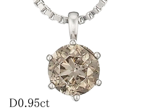 1Pダイヤモンド/0.95ct ネックレス Pt999トップ K18WGチェーン