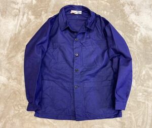 希少！デッドストック 1960s【VETEMENTS】FRENCH WORK JACKET コットンツイル ヴィンテージ カバーオール ワークジャケット ナス紺/42(M)