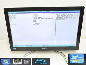 S2935L 一体型PC SONY VAIO SVL241A11N 24インチ BIOS表示OK 角に割れあり ジャンク品 /Coreｉ7/メモリ8GB/HDD2TB/OSなし/