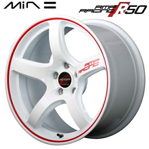 MID RMP RACING R50 ホイール1本 ホワイト/リムレッドライン 7.0-17 5H114.3+48