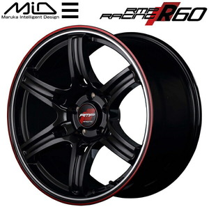 MID RMP RACING R60 ホイール4本 クリスタルブラック/デュアルポリッシュ/レッド&クリア 9.5-18 5H114.3+22