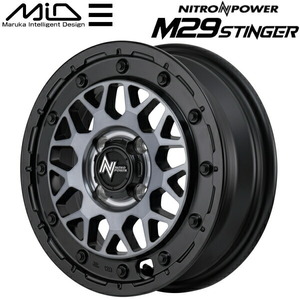 MID NITRO POWER M29 STINGER ホイール4本 セミグロスブラッククリア 4.5-14 4H100+45