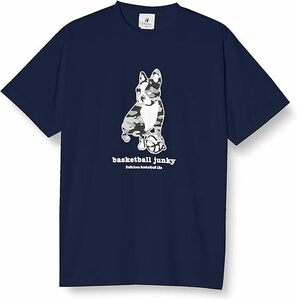 ★バスケットボール ジャンキー Tシャツ 半袖 ストレッチ ドライ M ネイビー