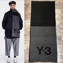 【未使用】Y-3ワイスリーアディダスREFLECTIVE SCARFロゴ反射性リフレクティブスカーフ大判ロングマフラー黒ショール男女兼用/ヨウジワイズ_画像1