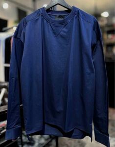 DIESEL BLACK GOLDディーゼルブラックゴールド プルオーバーシャツ切替スウェット両裾スリット入カットソー紺size48(大きめ)オーバーサイズ
