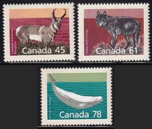 ca211 カナダ 1990 通常 動物 #1172,1175,1179