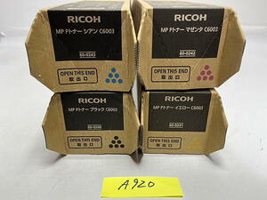 A-920【新品】リコー　RICOH　MP Pトナー　C6003　K/C/M/Y　ブラック/シアン/マゼンタ/イエロー　4色4本セット　純正