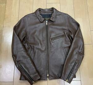 VANSON バンソン ENF ENFIELD エンフィールド シングルライダースジャケット ブラウン 36 USED