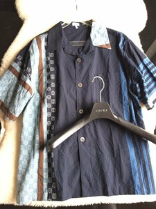 即決　極美品　LOEWE ロエベ　最高峰　ANAGRAM SHIRT アナグラムオープンカラーシャツ☆XSサイズ