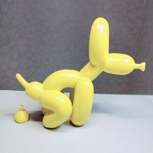 オブジェ うんちバルーン犬 装飾 動物フィギュア 置物 イエロー 置物 動物 アニマル 人形