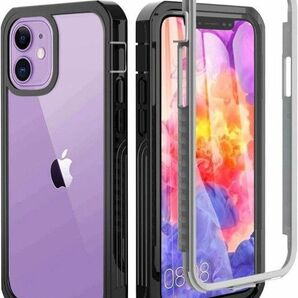 10%off!!美品♪iPhone 12 mini ケース 5.4inch フルカバー 黒 米軍MIL規格 耐衝撃 透明