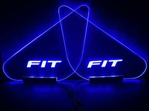 フィット Fit GK3/4/5/6 系 専用 ブルー LED 三角窓 エンブレム パネル・左右セット