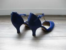 即決☆レペットrepetto☆ヒールパンプス☆スエード×レザー☆37.5☆BLUE☆T字ストラップ☆フランス☆美品☆_画像3