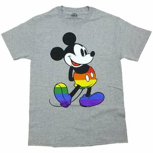 海外正規ライセンス Disney Mickey Mouse Pride Graphic Tee ミッキーマウス ディズニー LGBTQ+ レインボー Tシャツ グレー/L