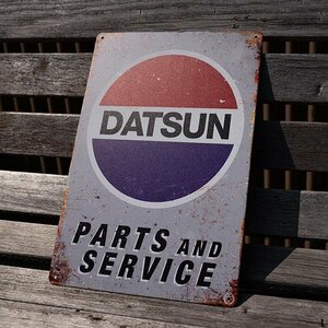 【ブリキ看板】DATSUN ダットサン 日産 ピックアップトラック 看板 レトロ風 インテリア 壁飾り 20cm×30㎝（送料無料！）