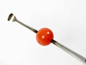 [7267] kimono small articles ( Meiji ~ Taisho ) silver made glass sphere ornamental hairpin ( the first goods * purchase goods )