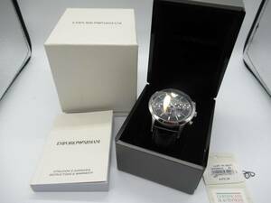 68319 中古品 不動品 EMPORIO ARMANI エンポリオ アルマーニ 腕時計 AR-2447 クロノグラフ レザーベルト
