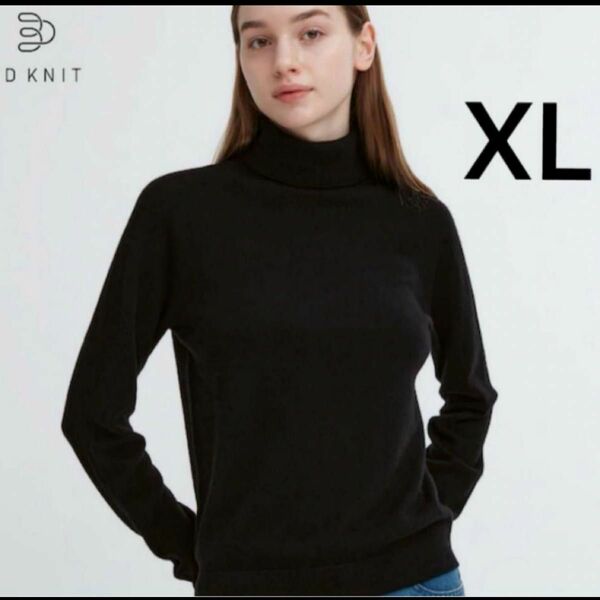 ユニクロ 今季 3Dカシミヤタートルネックセーター（長袖）XL 新品　ブラック　ハイネック