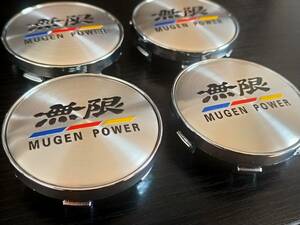 無限 MUGEN ホイールキャップ ホンダHONDA センターキャップ ハブカバー エンブレムロゴ シルバー 60mm 4個