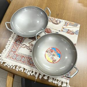 [ unused goods ]2 piece set *tsubame seal *30cm Chinese pan * wok * two-handled pot * anticorrosive painting * van no factory * cookware * saucepan 