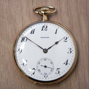 6107 希少売切り☆ E.HOWARD 14K pocket watch 45.8㎜ 63.2g 23石 懐中時計 スモセコ 手巻き アンティーク ハワードの画像1