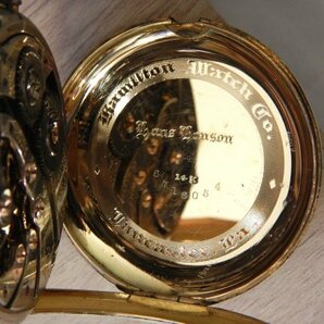 6109 希少売切り☆ Hamilton 920 14K pocket watch 46㎜ 59.1g 23石 懐中時計 スモセコ 手巻き アンティーク ハミルトンの画像8