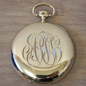 6111 希少売切り☆ AGASSIZ 14K pocket watch 48.7㎜ 80.8g 21石 懐中時計 彫金 スモセコ 手巻き アンティーク アガシの画像5