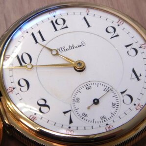 6112 希少売切り☆ WALTHAM 14K pocket watch 50.3㎜ 90.7g 23石 懐中時計 彫金 スモセコ 手巻き アンティーク ウォルサムの画像3