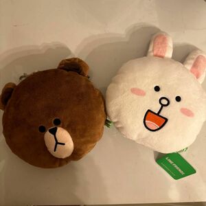 LINE ラインフレンズ　コニー　ブラウン　リール付きパスケース　ポーチ　２点セット