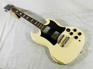 現状品ジャンク　Thunder 木曽鈴木バイオリン製 SG タイプ　スタンダード　エレキギター　ホワイト