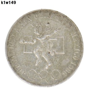 K1w149 コイン 1968年 メキシコ五輪 25ペソ銀貨 22.60g ネコパケ