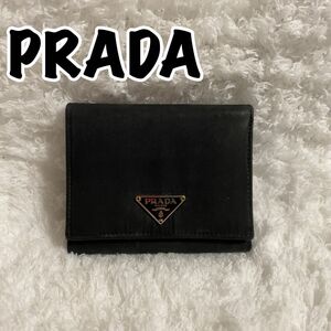 【希望セール実施中♪】 PRADA テスート 三つ折り財布 三角ロゴ ナイロン レザー ブラック