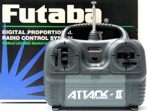 ■美品 通電確認済み Futaba フタバ アタック-II 地上 水上用 プロポ FP-T2CR 送信機 ブラック＆グレー系 当時物 レトロ K11607