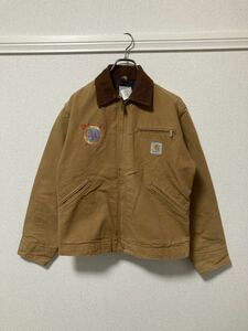 80s Carhartt カーハート デトロイトジャケット ダック ワーク ビンテージ 胸刺繍 フェード USA製 キャメル サイズ38☆90s カバーオール 